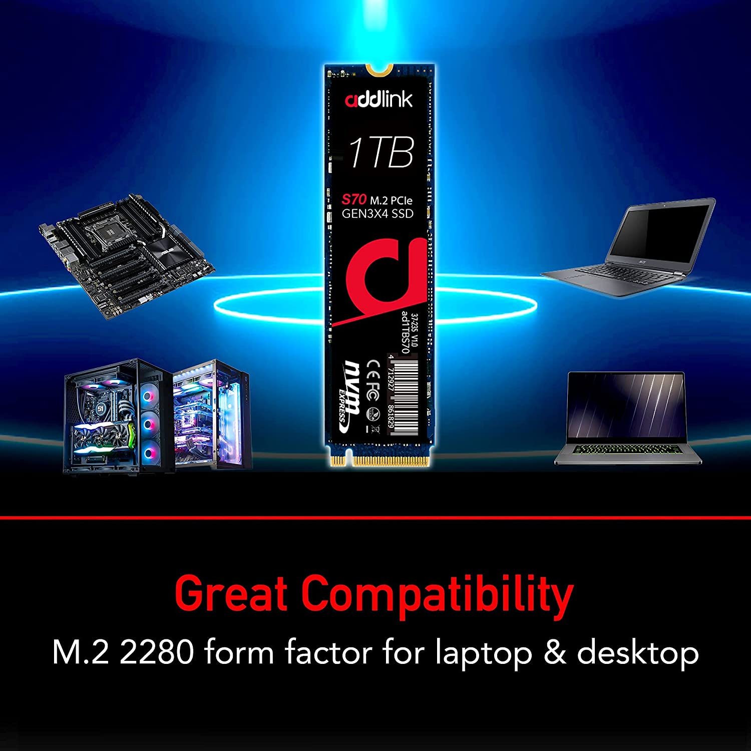 Addlink 1tb M.2 Nvme Pci Read/write3400/3000 With 1yr Warranty