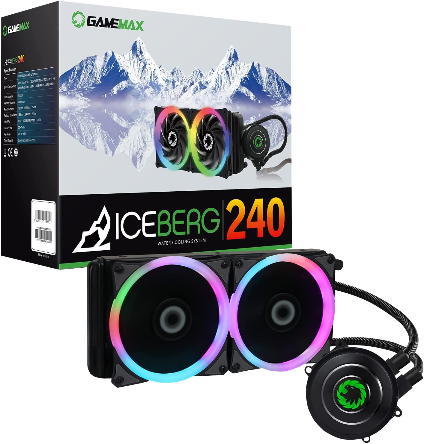 Gamemax Iceberg 240 All In One Liquid Cooler Water Cooling 240 System