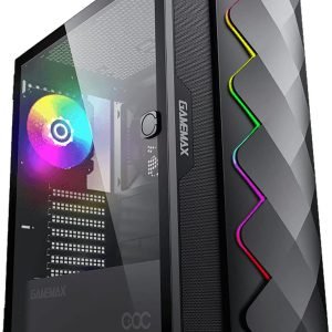 Gamemax Black Diamond Gaming Computer Case, 6 Fan Support /1 Included