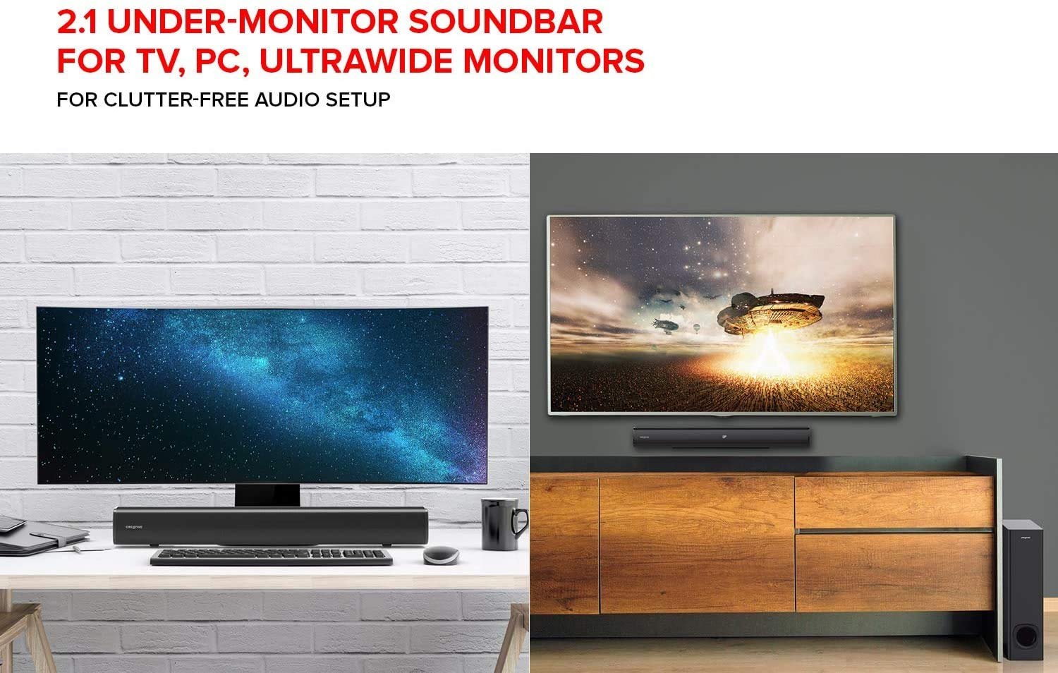 Creative Stage (2.1 High Performance Under-monitor Soundbar+subwoofer