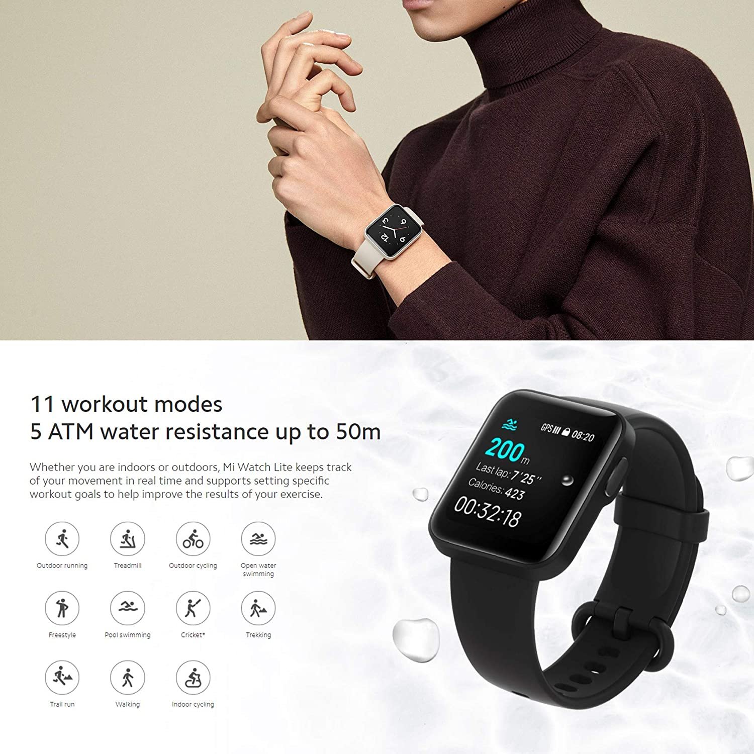 Mi Watch Lite Smart Watch With Heart Beat Monitoring Long Battery Lif
