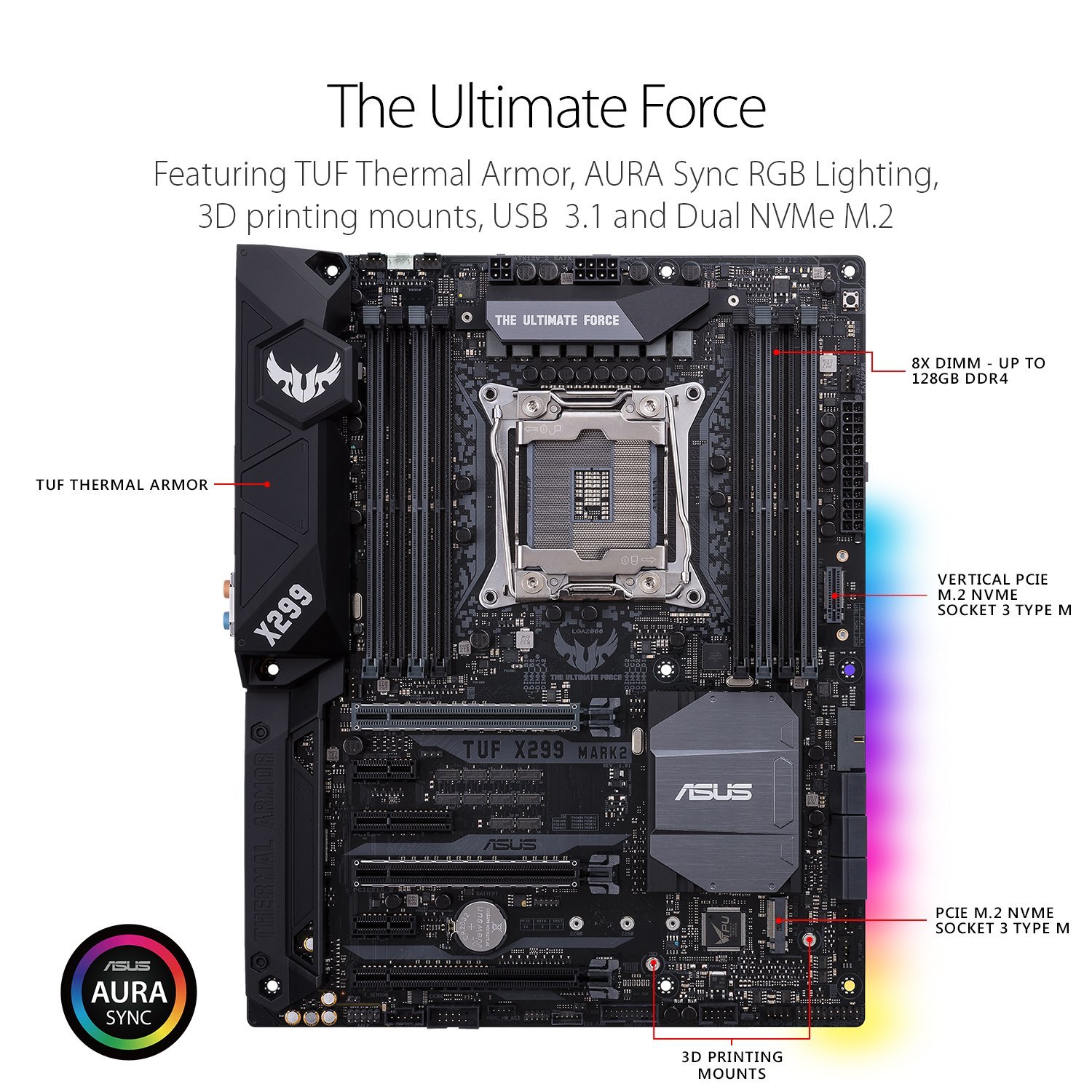 Asus Motherboard Tuf X299 Mark 2 - Gaming Lga 2066 Upto 4133mhz Ram