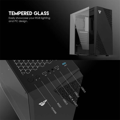 Fantech Cg76 Middle Tower Case / Pc Case / Pc Casing- 4rgb Fan