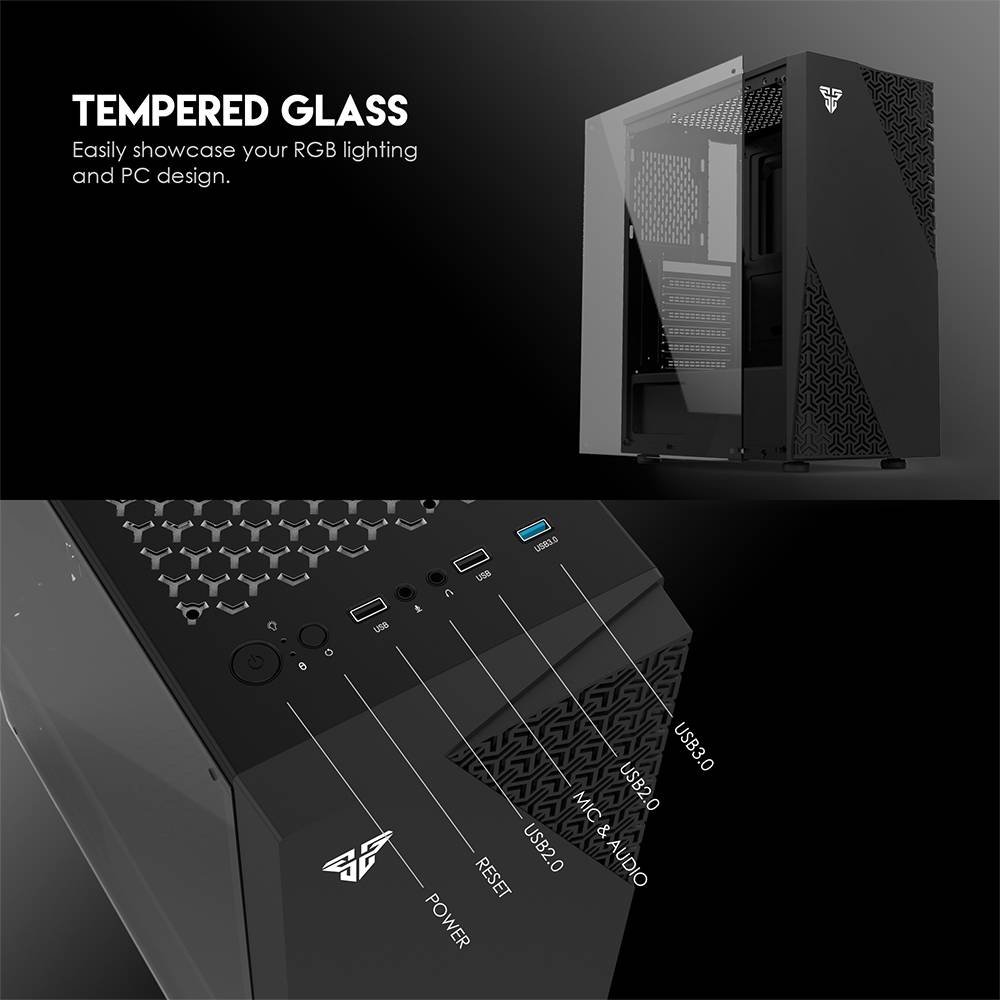 Fantech Cg76 Middle Tower Case / Pc Case / Pc Casing- 4rgb Fan