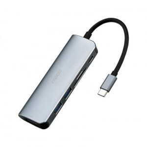 Rapoo Xd120 6-port Expansion Dock Usb-c To Hdmi Usb Tf/sd Card -silver