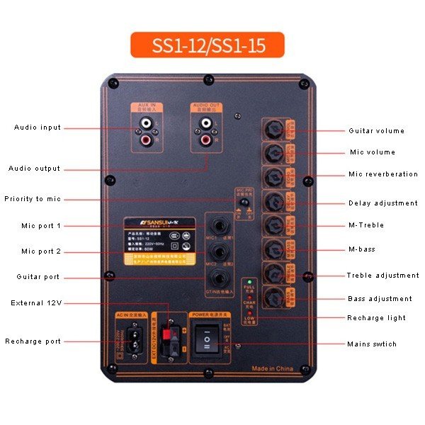 Sansui Ss1-15" Portable Speaker 23kg 60watt 4-6 Hours Back Up