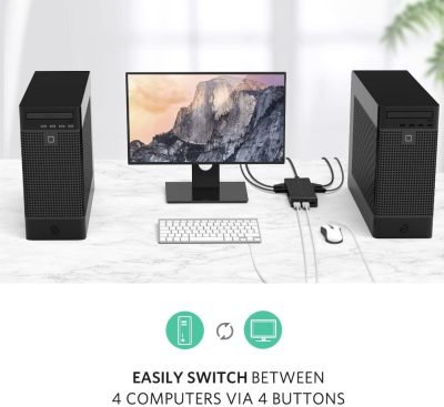 Ugreen 30346- 4 In 1 Out Usb 2.0 Sharing Switch Xp/7/8/10/vista,mac Os