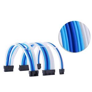 1STPLAYER Mod Sleeve Extension Power Supply Cable Kit with Combs, Sky Color Combo