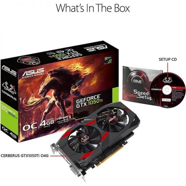 Asus Cerberus GeForce GTX 1050 Ti Graphics Card - Cerberus-GTX1050TI-O4G, 4GB GDDR5 VRAM