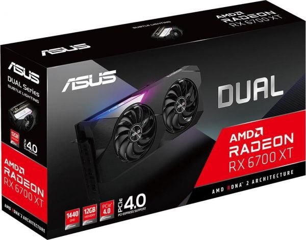 Asus Dual Radeon RX 6700 XT Graphics Card - 12GB GDDR6 VRAM (ASUS DUAL-RX6700XT-12G)