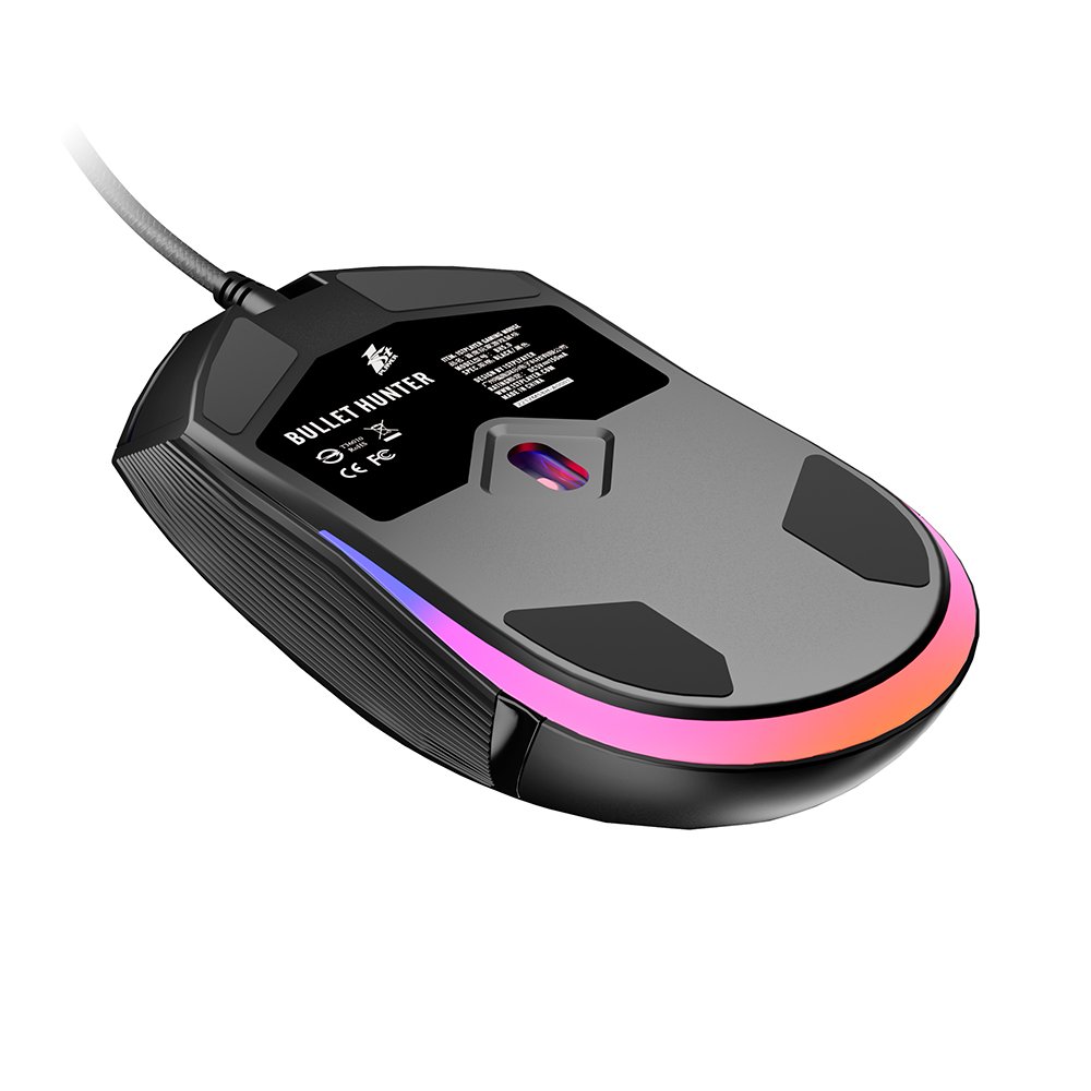 1st player MOUSE BH5.0 Black,BULLET HUNTER SERIES Gaming mouse with RGB Effects. DPI 12000. Polling Rate 500Hz. FPS 6400. IPS 32
