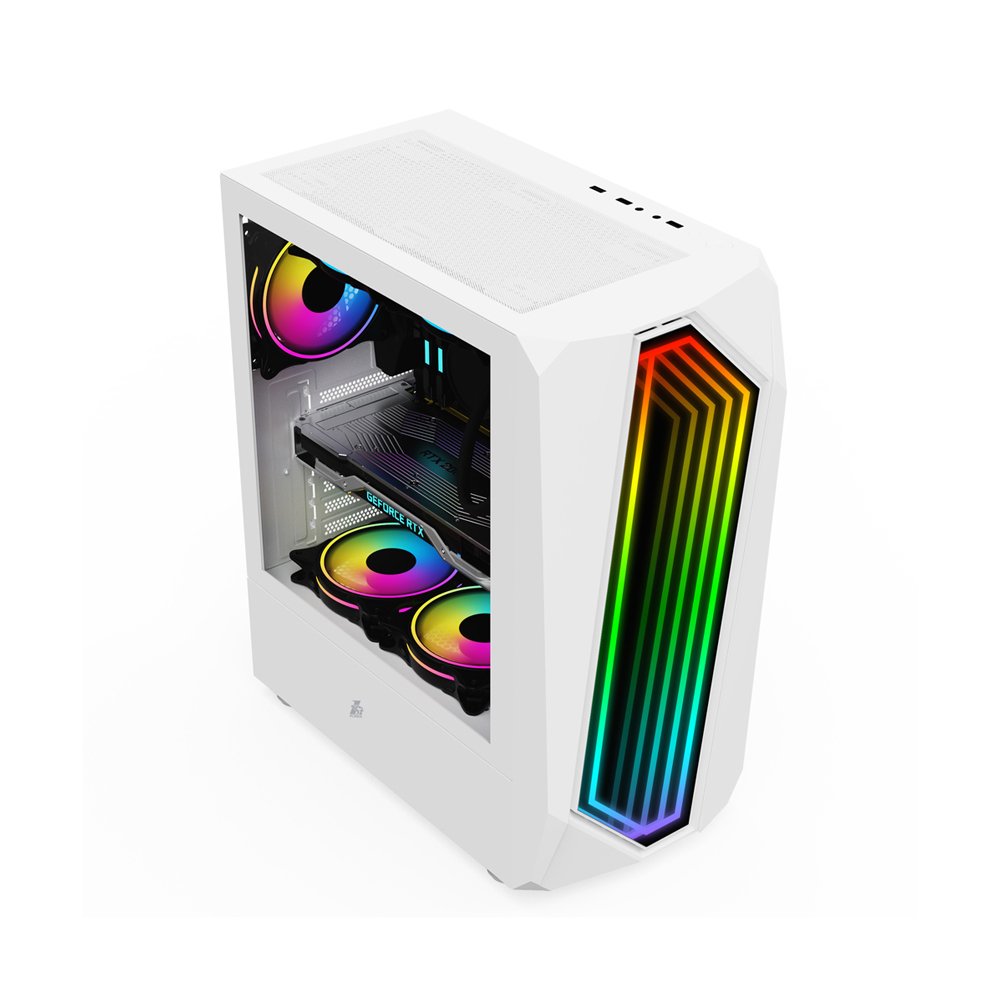 1stplayer IS6 WHITE Case With F2-W ARGB fan · Fans Support: Up to 6 fans, Mid Tower Gaming Case,USB3.0*1+USB2.0*2+HD AUDIO, LEFT SIDE PANEL: TEMPERED GLASS Liquid Cooling Support 240L
