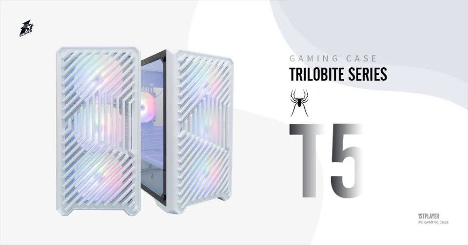 1st Player Trilobite T5 White | Micro ATX Side Tempered Glass M-ATX PC Gaming Casing