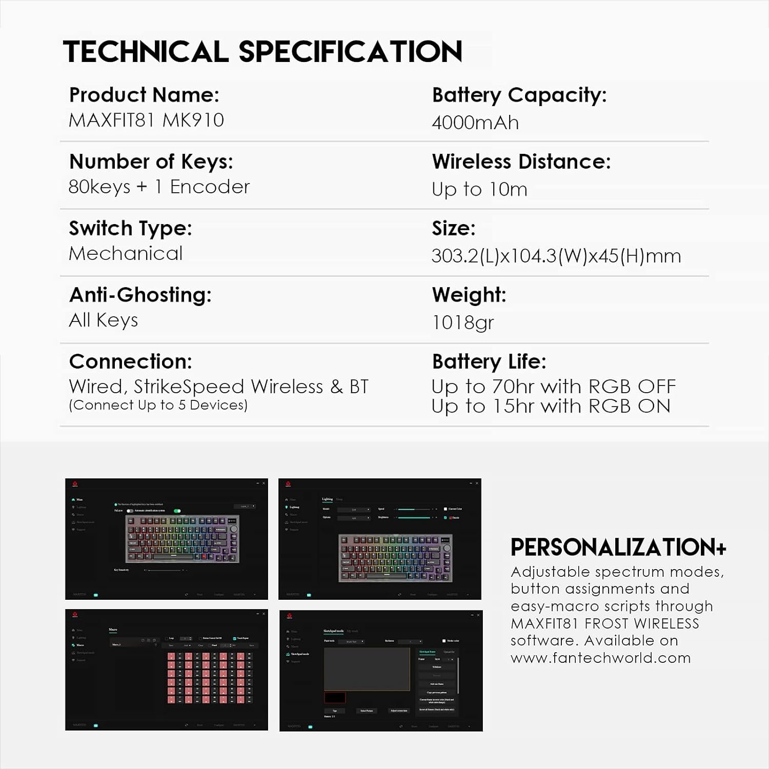 FANTECH MAXFIT81 Wireless Mechanical Keyboard Yellow switch