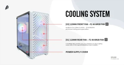 1st Player Trilobite T5 White | Micro ATX Side Tempered Glass M-ATX PC Gaming Casing