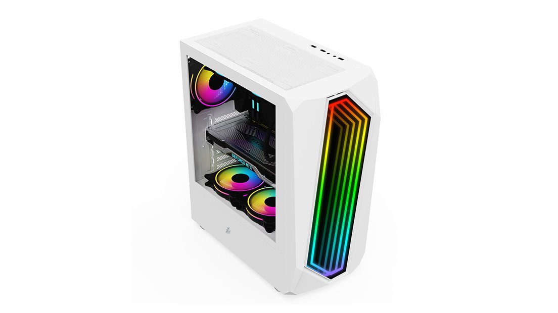 1stplayer IS6 WHITE Case With F2-W ARGB fan · Fans Support: Up to 6 fans, Mid Tower Gaming Case,USB3.0*1+USB2.0*2+HD AUDIO, LEFT SIDE PANEL: TEMPERED GLASS Liquid Cooling Support 240L