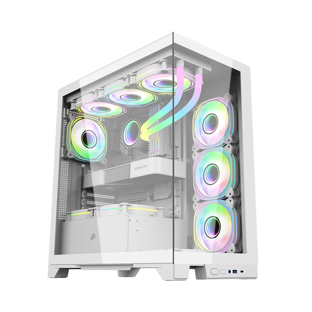 1stplayer Mi8 WHITE Case without case fan 50% View Panels , Full Tower Gaming Case , USB3.0*1+USB2.0*2+HD AUDIO ·DOUBLE SIDE TEMPERED GLA