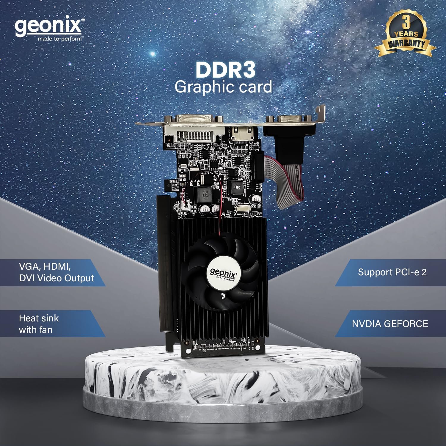 GEONIX GEFORCE GT 730LP 4GB DDR3 Graphics Card - VGA, HDMI, DVI Outputs