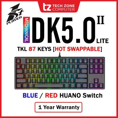 1STPLAYER DK 5.0 VER.2 LITE USB WIRED RGB TENKEYLESS TKL 87 KEYS GAMING MECHANICAL KEYBOARD (DK5.0 VER.2 LITE) - BLUE/RED SWITCH