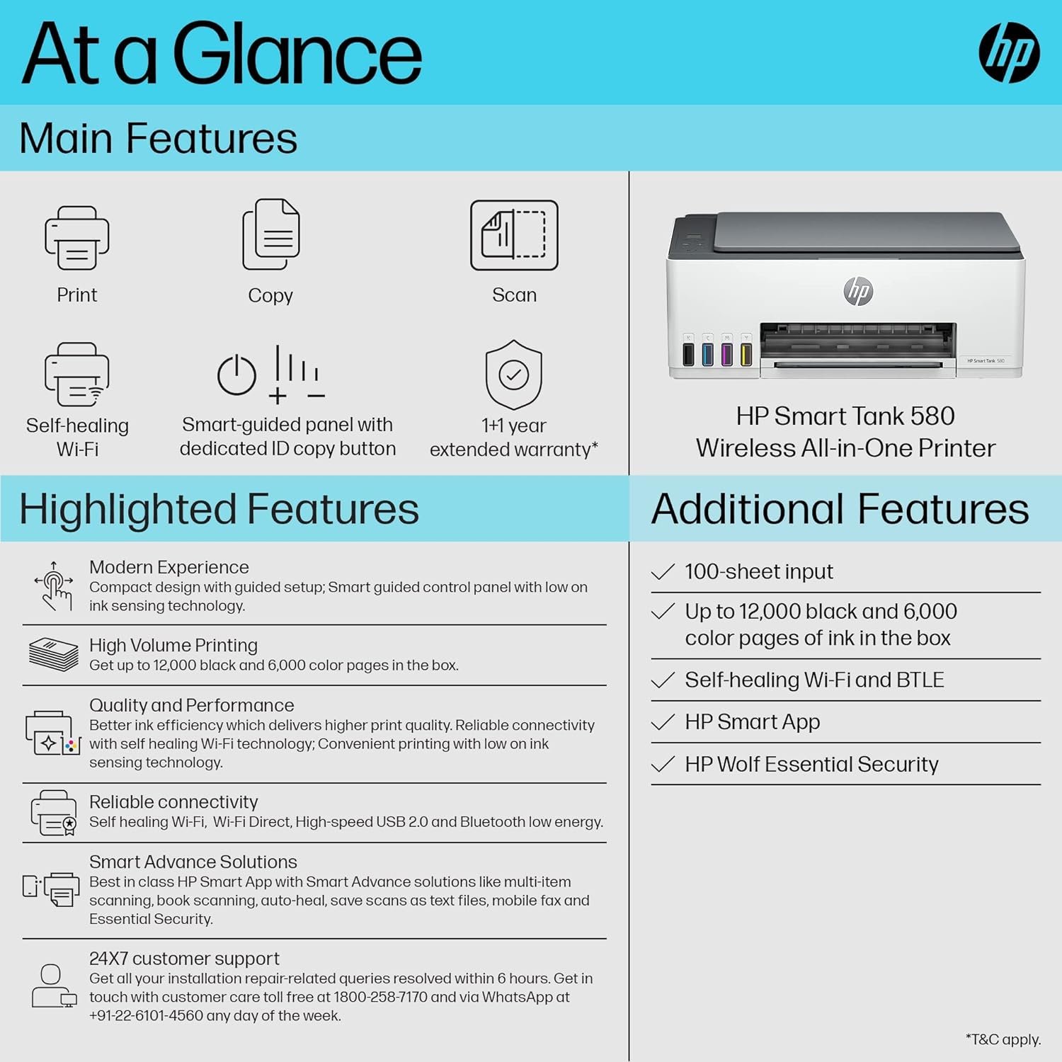 HP Smart Tank 580 All-in-One WiFi Printer: Wireless Printing and High-Quality Results