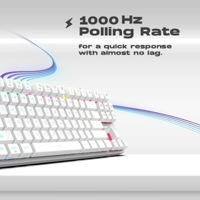 GameStop GS200 RGB Gaming Mechanical Keyboard - Outemu Brown Switches - 1000Hz Polling Rate - FPS Sniper (Black) (White)