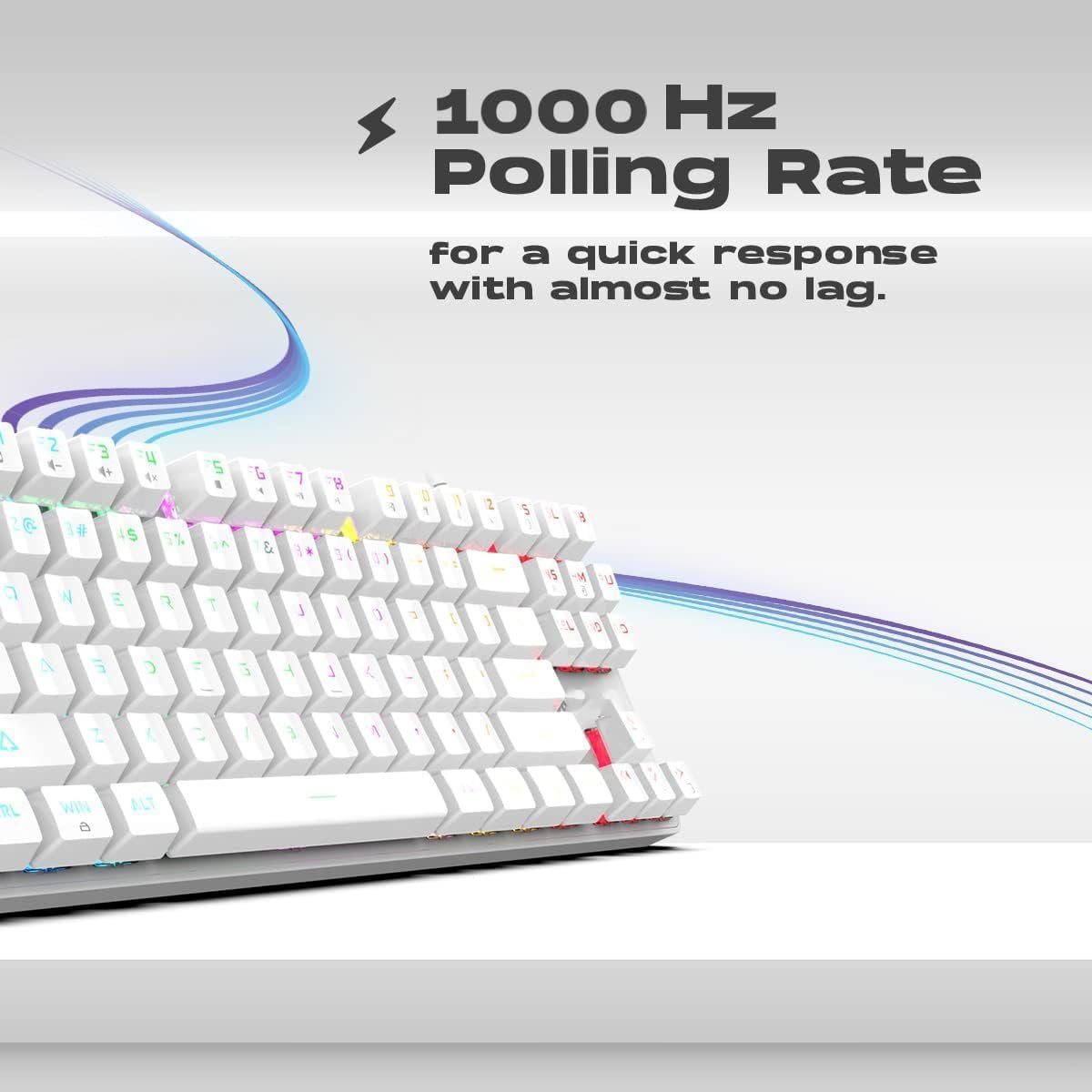 GameStop GS200 RGB Gaming Mechanical Keyboard - Outemu Brown Switches - 1000Hz Polling Rate - FPS Sniper (Black) (White)