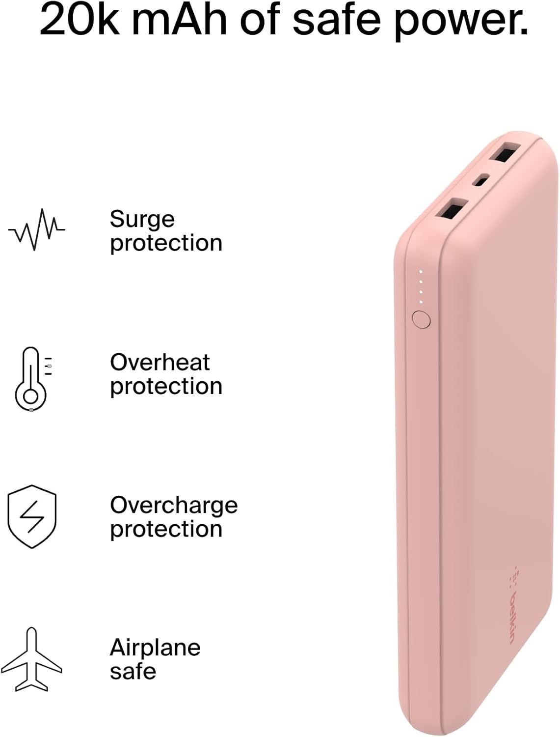 Belkin BPB012btRG Power Bank - BoostCharge 20KmAh 15W USB-C + 2USB