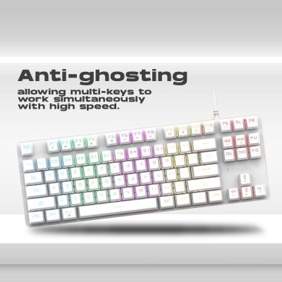 GameStop GS200 RGB Gaming Mechanical Keyboard - Outemu Brown Switches - 1000Hz Polling Rate - FPS Sniper (Black) (White)
