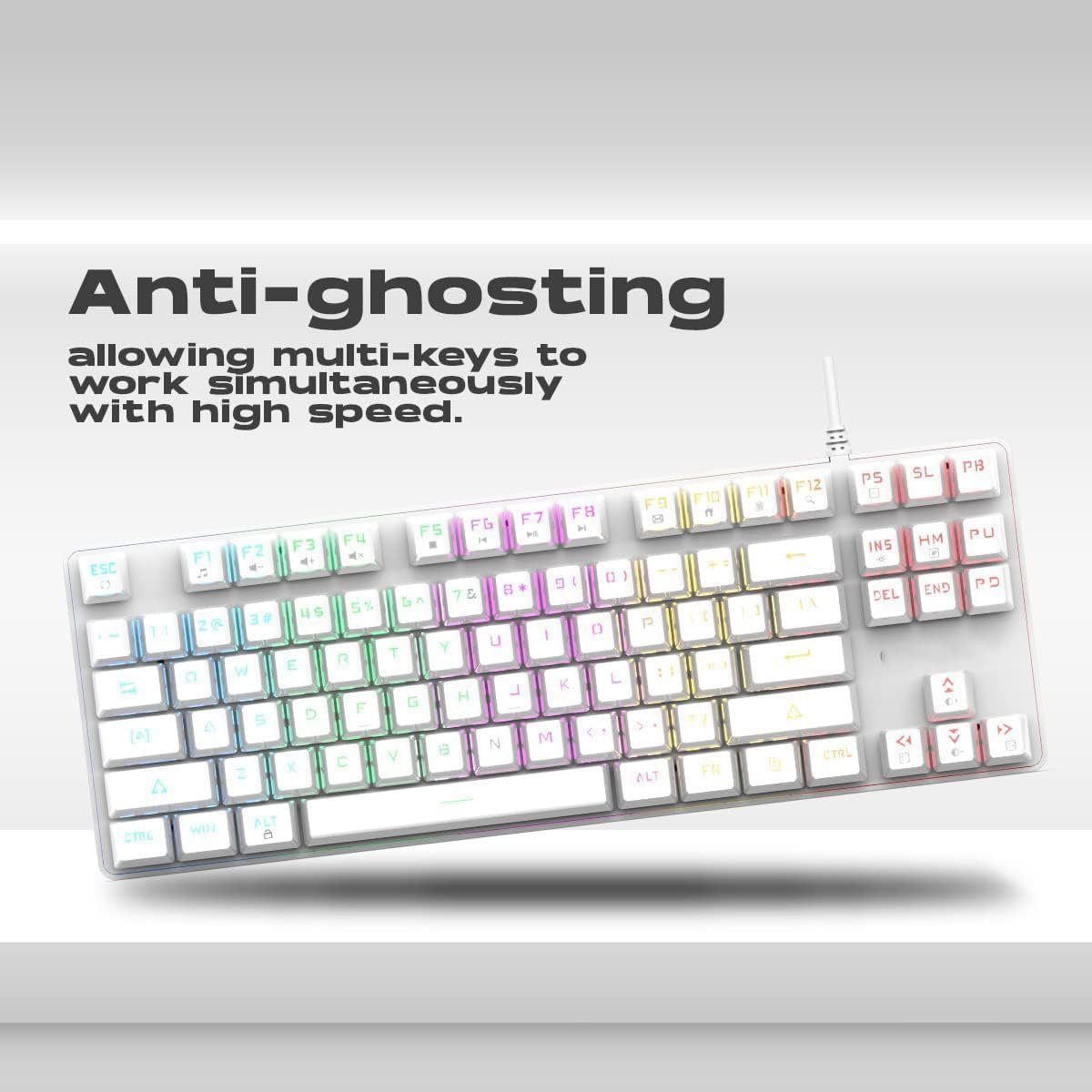 GameStop GS200 RGB Gaming Mechanical Keyboard - Outemu Brown Switches - 1000Hz Polling Rate - FPS Sniper (Black) (White)