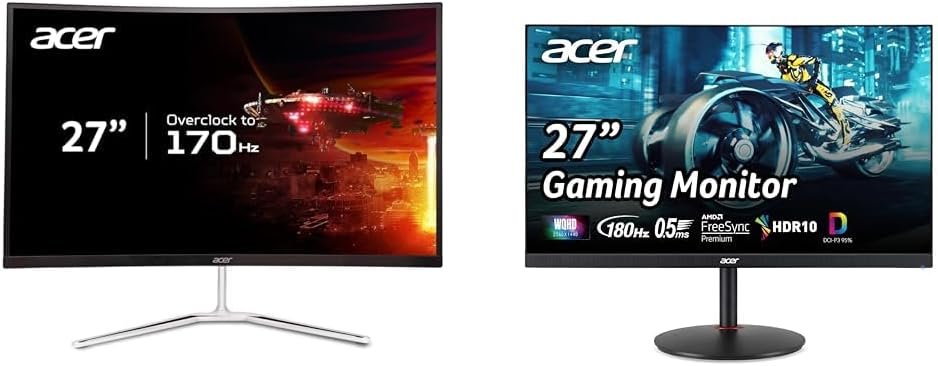 acer Nitro  ED270US3 27" WQHD 2k 1500R Curved PC Gaming Monitor & Nitro 27" WQHD 2k PC Gaming IPS Monitor