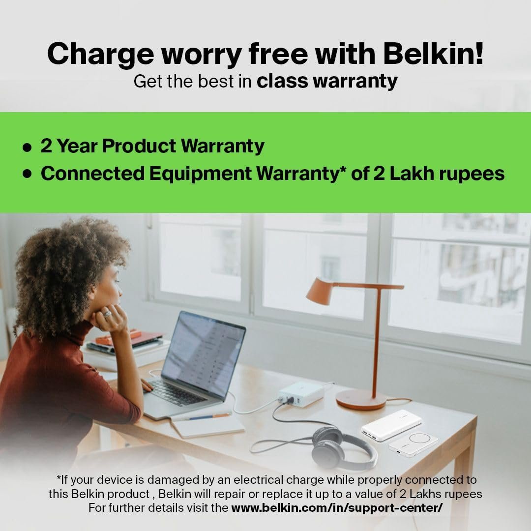 Belkin BPD004qcPU 5000 mAh Magnetic MagSafe Wireless Power Bank with Stand, Sleek Design for iPhone 15, 14, 13 and 12 Series, Compatible with MagSafe Covers – Purple