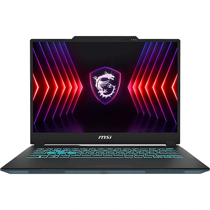 msi Cyborg 15 A12UC 12th Gen Intel Core i5-12450H (3.3~.4.4GHz, 8 Cores, 12 Threads, 12MB Cache) Gaming Laptop Windows 11 Home 15.6" FHD 144Hz, IPS-Level Thin Bazel Screen, Anti-Glare NVIDIA® GeForce RTX™ 3050 Laptop GPU, 4GB GDDR6 . Up to 1172.5MHz Boost Clock 45W Maximum Graphics Power with Dynamic Boost. *May vary by scenario DDR5 16GB 4800MHz ( 2 Slots - Max 64GB) 512GB M.2 SSD slot (NVMe PCIe Gen4) Kensington Lock HD type (30fps@720p) Single Blue Backlit Keyboard (Blue) Gb LAN 802.11 ax Wi-Fi 6 + Bluetooth v5.2 2x 2W Speaker 1x Mic-in, 1x Headphone-out, 1x Mic-in/Headphone-out Combo Jack 1x Type-C (USB3.2 Gen1 / DP) 2x Type-A USB3.2 Gen1 1x HDMI™ 2.1 (4K @ 60Hz) 1x RJ45 / Matric Display