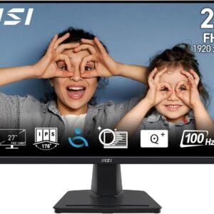 MSI Pro MP275 27" Full HD Monitor (1920 x 1080) Frameless, IPS Panel, Anti-Glare, 100Hz Refresh Rate, 1ms Response Time, 300cd/m² nits Brightness, 8 bits Color, 16.7 M Colors Display, 1000:1 Contrast Ratio, 93% sRGB Color Gamut, 1x HDMI (1.4b), 1x VGA Port, 2x Audio jack, Built in 2x 2W Speaker, 178° Wide Viewing Angle, VESA Mountable, TUV Certified Eye Care Technology : EyeQ Check, Anti-Flicker and Less Blue Light technology, Adaptive Sync Support, Compatible for PC, Mac, PS5™, PS4™, Xbox, Mobile, Notebook