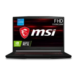 Msi GF63 Thin 10UC 10th Gen. Gaming Laptop Core™ i5- 10500H 15.6" FHD (1920x1080), 144Hz, IPS-Level NVIDIA® GeForce RTX 3050 Laptop GPU, 8GB 3200 MHz DDR4 , 2 slots (Max: 64GB) 512GB NVME M.2 SSD slot HD type (30fps@720p) Backlight Keyboard Gb LAN 802.11 ax Wi-Fi 6 + Bluetooth v5.1 1x Mic-in 1x Headphone-out 1x RJ45 1x (4K @ 30Hz) HDMI 3x Type-A USB3.1 Gen1 1x Type-C USB3.2 Gen1 3-Cell 51 Battery 52.4whr 120 watt Adeptor MSI Gaming Bag Free