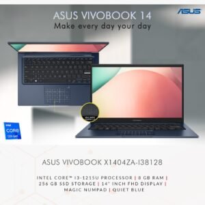 ASUS VIVOBOOK X1404ZA-138128 INTEL CORE™ I3-1215U i3 12th Gen PROCESSOR | 8 GB RAM | 256 GB SSD STORAGE | 14" INCH FHD DISPLAY | MAGIC NUMPAD | QUIET BLUE